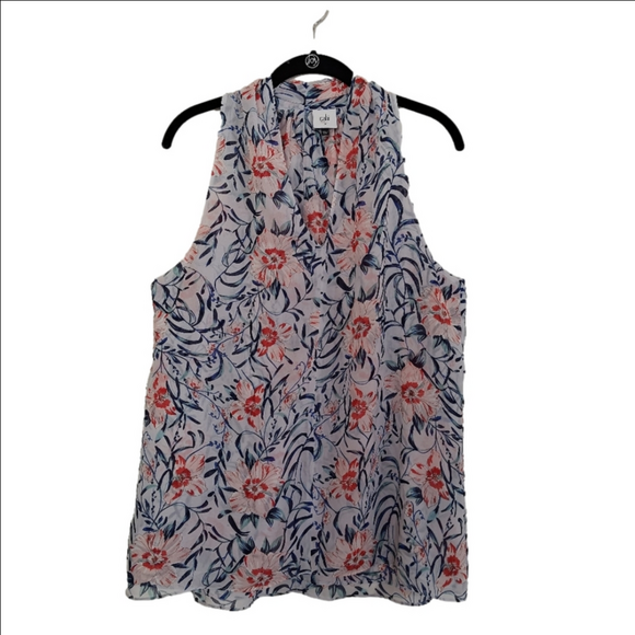 CABI Multicolor Floral Print Sleeveless V-Neck Blouse Women's Size Medium - Picture 5 of 11